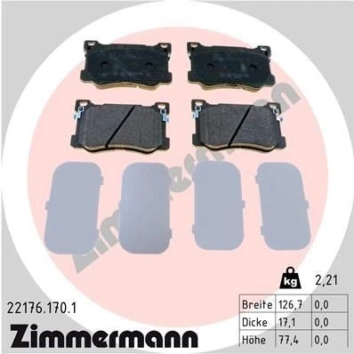 Bilde av ZIMMERMANN 22176.170.1 Bremseklosser med akustisk slitasjevarsel Bildet viser leveranseinnholdet