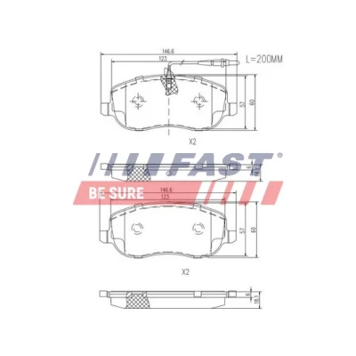 Bilde av FAST FT29128 Bremseklosser framaksel med integrert slitasjesensor PEUGEOT: 807, Expert I Van, CITROËN: C8