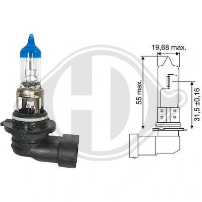 Bilde av DIEDERICHS LID10068 Lyspære, fjernlys HB3 12V 60W Halogen TOYOTA: RAV4 IV SUV, Avensis III Stasjonsvogn, Sedan, VOLVO: V70 2, V50