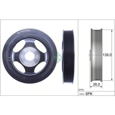 Bilde av Remskive, veivaksel, toyota aygo, yaris, yaris skåp/halvkombi, 134700Q010, 13470 0Q010, 134700Q011, 0Q011, 134700Q012, 0Q012