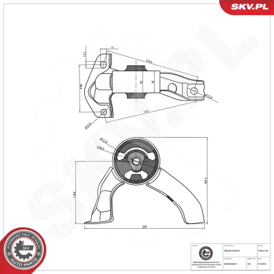 Bilde av Lagring, motor, Bak Esen skv 75SKV104 dodge caliber, jeep compass OE 68032586AF
