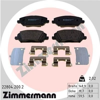 Bilde av ZIMMERMANN 22804.200.2 Bremseklosser med akustisk slitasjevarsel Bildet viser leveranseinnholdet, glideplate KIA: Proceed, Ceed III Sportswagon