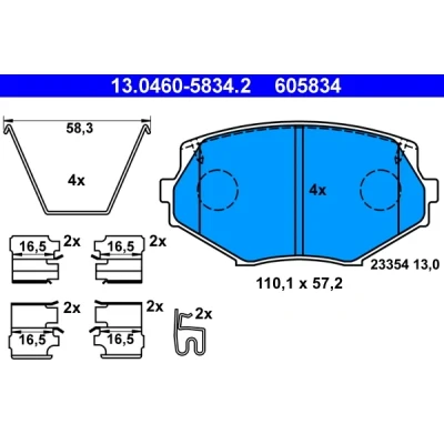 Bilde av ATE 13.0460 5834.2 Bremseklosser med akustisk slitasjevarsel tilbehør MAZDA: MX 5 I, 2