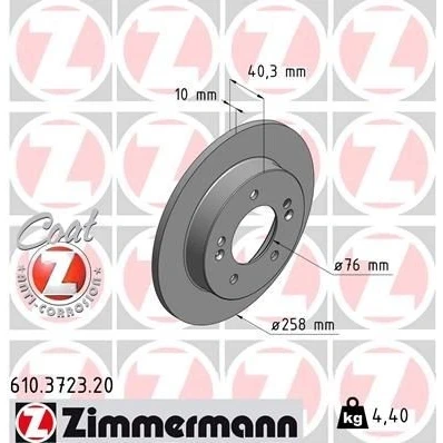 Bilde av ZIMMERMANN COAT Z 610.3723.20 Bremseskiver 280 11 6/5 5 108 fullt ut belagt VOLVO: V40 Hatchback