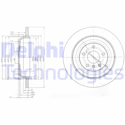 Bilde av DELPHI BG4031 Bremseskiver 330 14 5 fullt ut oljet ubehandlet uten hjullager, ABS sensorring MERCEDES BENZ: ML Klasse, R Klasse