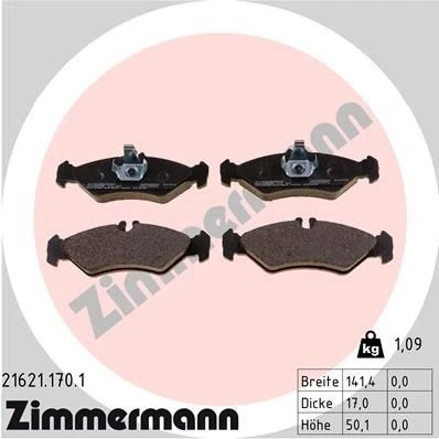 Bilde av ZIMMERMANN 21621.170.1 Bremseklosser klargjort for slitasjeindikator Bildet viser leveranseinnholdet MERCEDES BENZ: Sprinter 2 T Minibuss