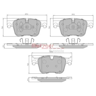 Bilde av METZGER 1170850 Bremseklosser framaksel med antihyle blikk PEUGEOT: 308 SW 2, II Hatchback, CITROËN: C4 Grand Picasso 2