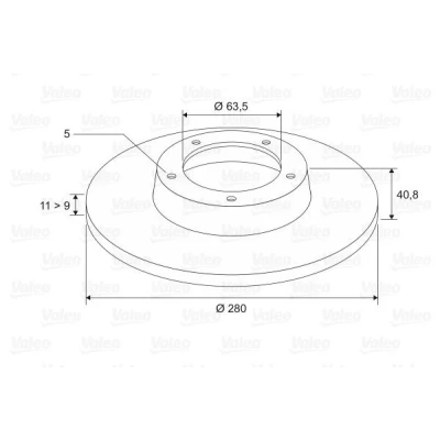 Bilde av VALEO 186843 Bremseskiver bakaksel 280 11 5 fullt ut VOLVO: V50, C30, S40 II, FORD: Focus 2 Kombi, 2, C Max