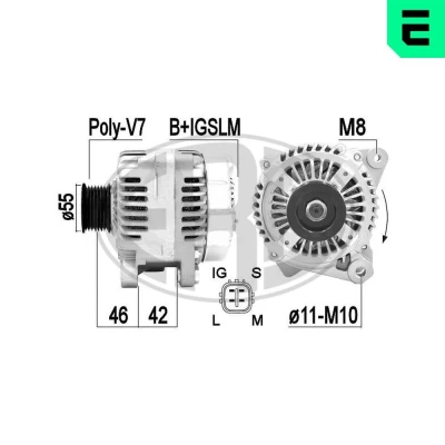 Bilde av ERA 209421A Dynamo 14V 100A TOYOTA: RAV4 II SUV, III Previa / Estima
