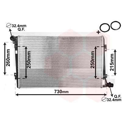 Bilde av VAN WEZEL 58002255 Radiator Aluminium 640 415 35 *** IR PLUS med tilbehør Kjøleribber loddet VOLKSWAGEN: Touran I, Passat B6 Variant, Caddy 3