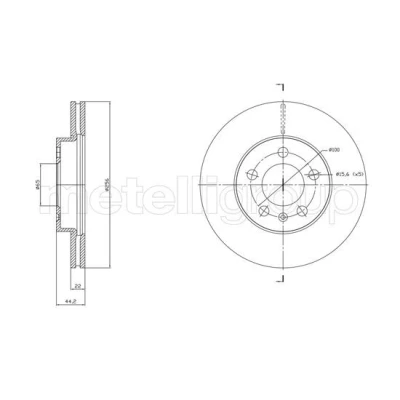 Bilde av METELLI 23 1843C Bremseskiver 256,0 22,0 5 65,0 ventilert spraylakkert VOLKSWAGEN: Polo VI, SEAT: IBIZA