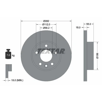 Bilde av TEXTAR PRO 92083703 Bremseskiver 282 18 05/06 112 fullt ut belagt uten hjulfestebolt, hjulnav VOLKSWAGEN: Transporter 4 Bus,