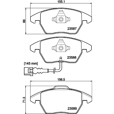 Bilde av HELLA 8DB 355 010 581 Bremseklosser med integrert slitasjevarselkontakt VOLKSWAGEN: Caddy 3, Passat B6 Variant, Golf 5, SKODA: Octavia 2 Combi
