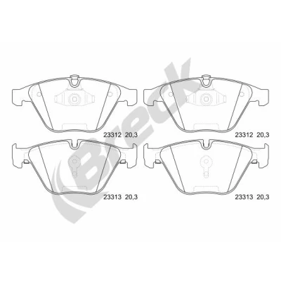 Bilde av BRECK 23312 00 551 20 Bremseklosser klargjort for slitasjeindikator BMW: 5 Touring, Sedan, 7