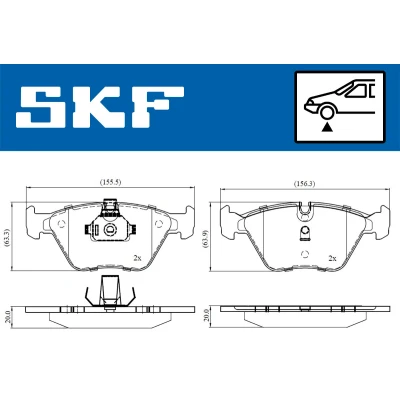 Bilde av SKF VKBP 80311 Bremseklosser klargjort for slitasjeindikator BMW: 3 Sedan