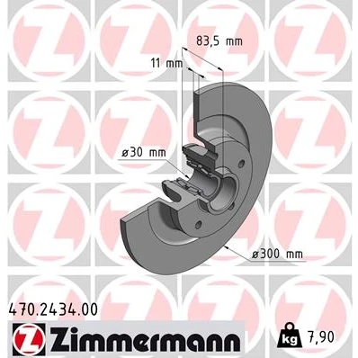 Bilde av ZIMMERMANN 470.2434.00 Bremseskiver 300 11 5/5 5 114 fullt ut med hjullager, ABS senorring RENAULT: LAGUNA 3 Grandtour,