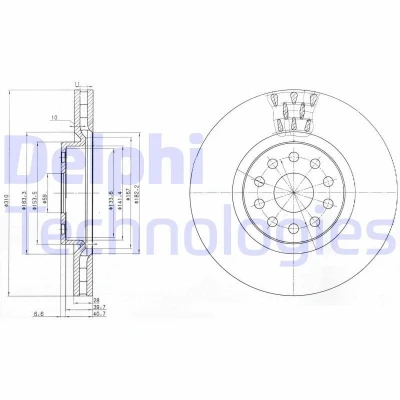 Bilde av DELPHI BG3497 Bremseskiver 310 28 5 ventilert oljet ubehandlet uten hjullager, ABS sensorring LANCIA: Kappa Sedan, ALFA ROMEO: 166