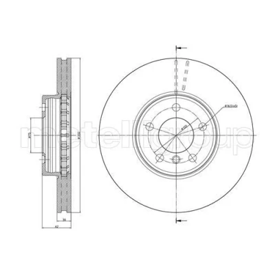 Bilde av METELLI 23 0784C Bremseskiver 332,0 30,0 5 75,0 ventilert spraylakkert BMW: X3, X5