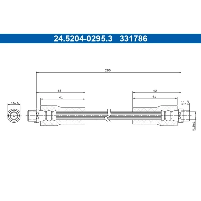 Bilde av ATE 24.5204 0295.3 Bremseslange 295mm AUDI: A6 C5 Avant, A4 B5 Sedan, VOLKSWAGEN: Passat GP Stasjonsvogn, Stasjonsvogn
