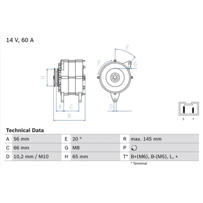 Bilde av BOSCH 0 986 037 321 Dynamo 14V 60A