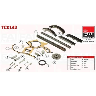 Bilde av FAI AutoParts TCK142 Registerkjedesett med tetning, tannhjul simplex, dupleks, Rullekjede SAAB: 9 5 Sedan, Stasjonsvogn, OPEL: Omega B Sedan