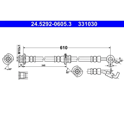 Bilde av ATE 24.5292 0605.3 Bremseslange 610 M10x1 NISSAN: MICRA 3