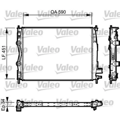 Bilde av VALEO 735114 Radiator Aluminium 590 452 34 uten kjølemiddelregulator Kjøleribber loddet NISSAN: Qashqai / Qashqai+2 I