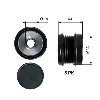 Bilde av GATES OAP7209 Frihjul Dynamo 40 FleetRunner Micro V Stretch Fit