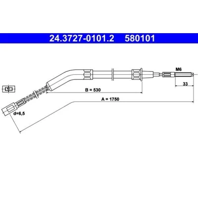 Bilde av ATE 24.3727 0101.2 Bremsekabel 1750 VOLKSWAGEN: Beetle