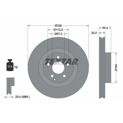 Bilde av TEXTAR PRO+ 92119905 Bremseskiver 330 32 05/06 112 innvendig ventilert belagt høy karbon uten hjulfestebolt, hjulnav