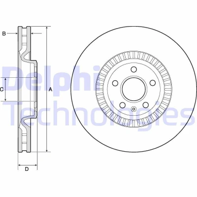 Bilde av DELPHI BG9171C Bremseskiver 356 34 5 ventilert belagt høy karbon uten hjullager, ABS sensorring AUDI: A6 C7 Avant, Allroad, A8 D4