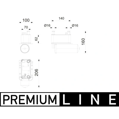 Bilde av MAHLE ORIGINAL AC 1215 000P Kondensator uten pakning med tørker 16mm 16,0mm 140mm