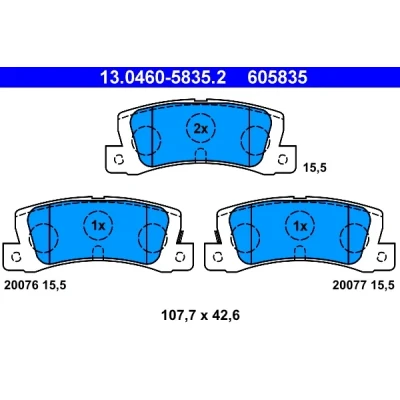 Bilde av ATE 13.0460 5835.2 Bremseklosser med akustisk slitasjevarsel TOYOTA: Avensis I Sedan, Corolla VIII Liftback, Camry IV LEXUS: RX