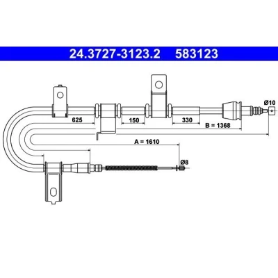 Bilde av ATE 24.3727 3123.2 Bremsekabel 1610