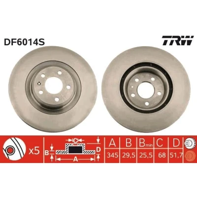 Bilde av TRW DF6014S Bremseskiver 345 29,5 5 112 ventilert AUDI: A4 B8 Avant, Q5, A5 Coupé
