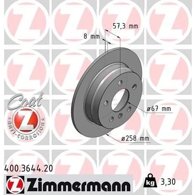 Bilde av ZIMMERMANN COAT Z 400.3644.20 Bremseskiver 258 8 6/5 5 112 fullt ut belagt MERCEDES BENZ: B Klasse, A Klasse
