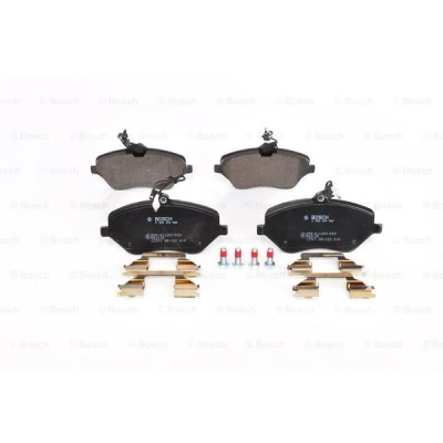 Bilde av BOSCH 0 986 494 585 Bremseklosser Low Metallic med integrert slitasjesensor antihyle blikk, skruer fjær, tilbehør