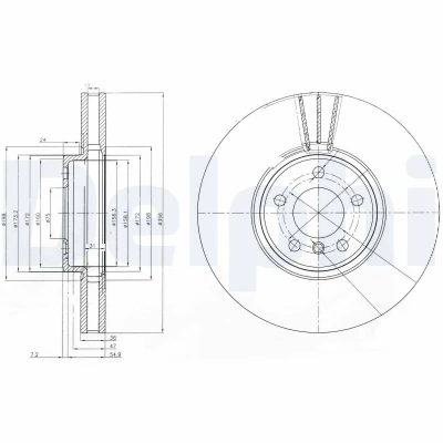 Bilde av DELPHI BG9004 Bremseskiver 356 36 5 ventilert oljet ubehandlet uten hjullager, ABS sensorring BMW: X5