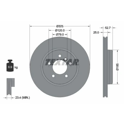 Bilde av TEXTAR PRO+ 92106905 Bremseskiver 325 25 05/06 120 innvendig ventilert belagt høy karbon uten hjulfestebolt, hjulnav BMW: 3 Coupé, Touring