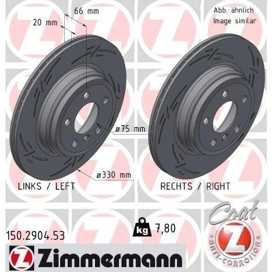Bilde av ZIMMERMANN 150.2904.53 Bremseskiver 330 20 6/5 5 120 innvendig ventilert, med sliss belagt høy karbon BMW: 3 Sedan, 4 Coupé, Touring