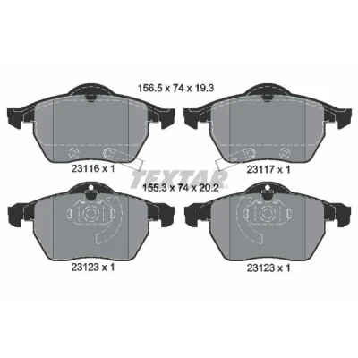 Bilde av TEXTAR 2311701 Bremseklosser med akustisk slitasjevarsel SAAB: 9 5 Stasjonsvogn, 3 Hatchback, Sedan, OPEL: Zafira A, Astra G Caravan, CC
