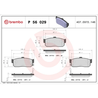 Bilde av BREMBO P 56 029 Bremseklosser med akustisk slitasjevarsel uten tilbehør NISSAN: Almera II Hatchback, Maxima IV QX Sedan, V Sedan