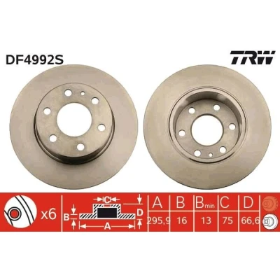 Bilde av TRW DF4992S Bremseskiver 296 16 6 125 fullt ut spraylakkert IVECO: DAILY 4 Kasten/Kombi, 3 Kipper