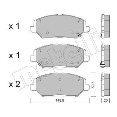 Bilde av METELLI 22 1163 0 Bremseklosser med akustisk slitasjevarsel KIA: Proceed, Ceed III Sportswagon, HYUNDAI: i30 Hatchback