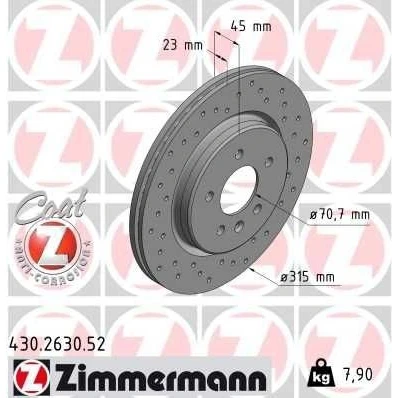 Bilde av ZIMMERMANN SPORT COAT Z 430.2630.52 Bremseskiver 315 23 6/5 5 115 innvendig ventilert, hullet belagt OPEL: Insignia B Sports Tourer, Zafira C Tourer