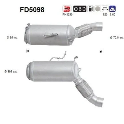 Bilde av AS FD5098 Partikkelfilter Euro 5 Cordierit BMW: 3 Touring, X5, Touring