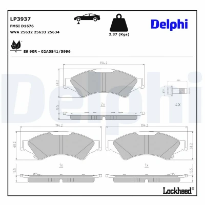 Bilde av DELPHI LP3937 Bremseklosser med akustisk slitasjevarsel