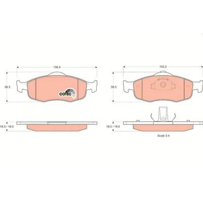 Bilde av TRW COTEC GDB1107 Bremseklosser ikke klargjort for slitasjeindikator FORD: MONDEO 1 Kombi, Cougar Coupé, SCORPIO