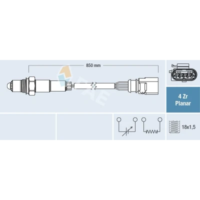 Bilde av FAE 77403 Lambdasonde etter katalysator diagnosesonde grå AUDI: A6 C6 Avant, A3 Sportback, Sedan, VOLKSWAGEN: Golf 5, Touran I, Jetta 3