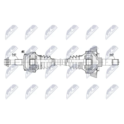 Bilde av Drivaksel, Venstre bakaksel Nty NPW ME 189 mercedes benz e klass [w211], t model [s211] OE 2113500702, A2113500702